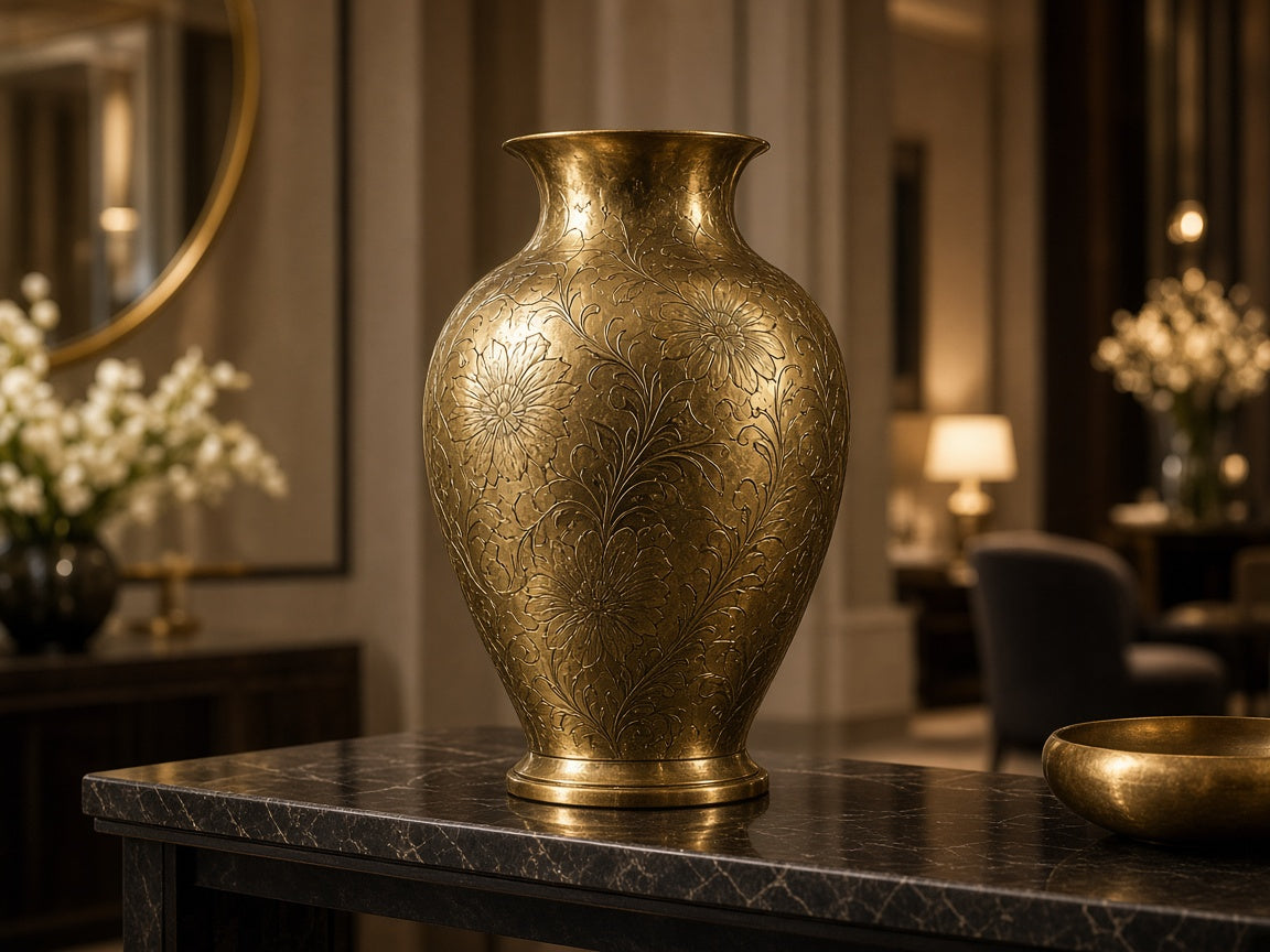 Antique Brass Statement Vase