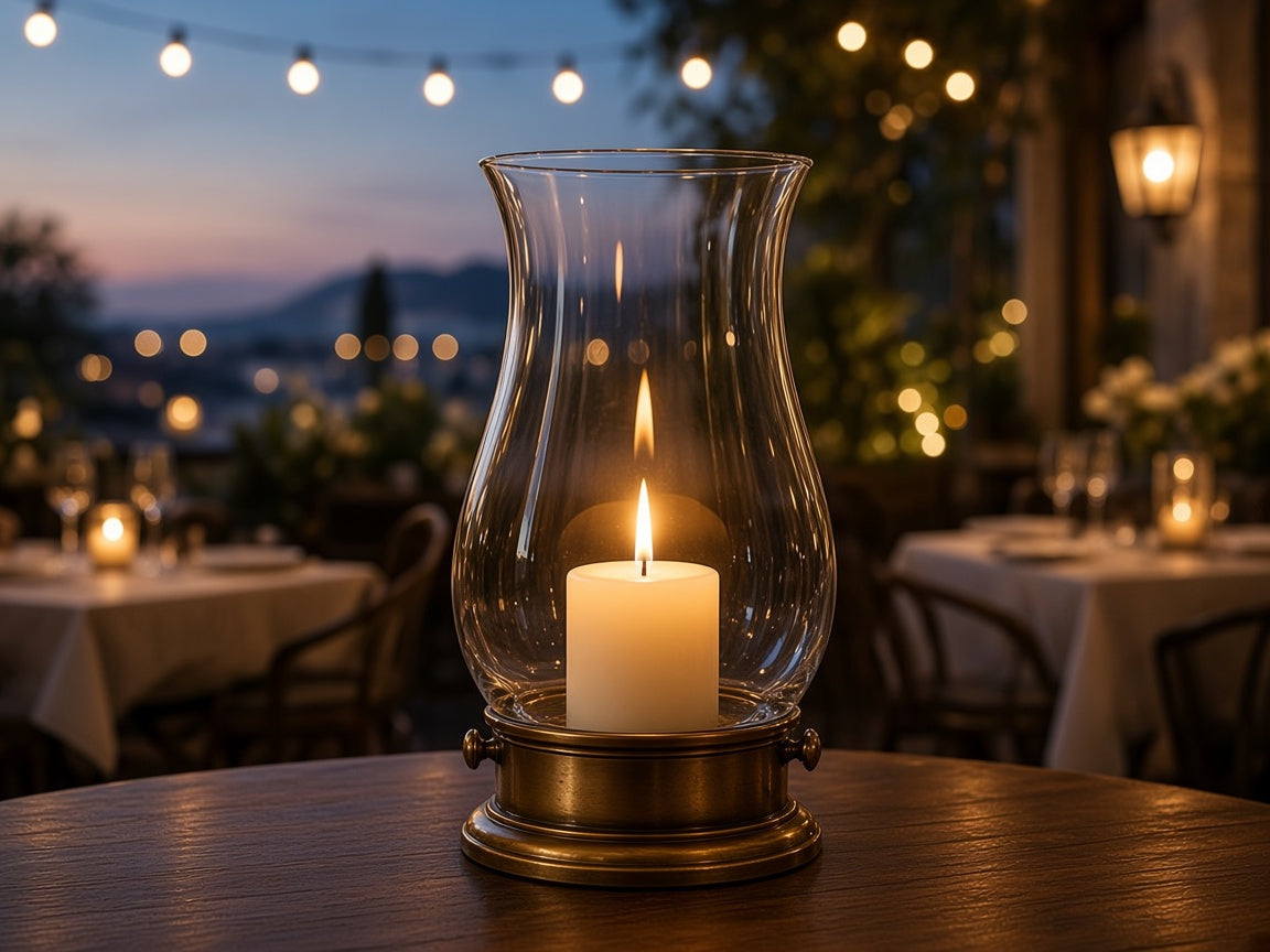 Glass Hurricane Lamp