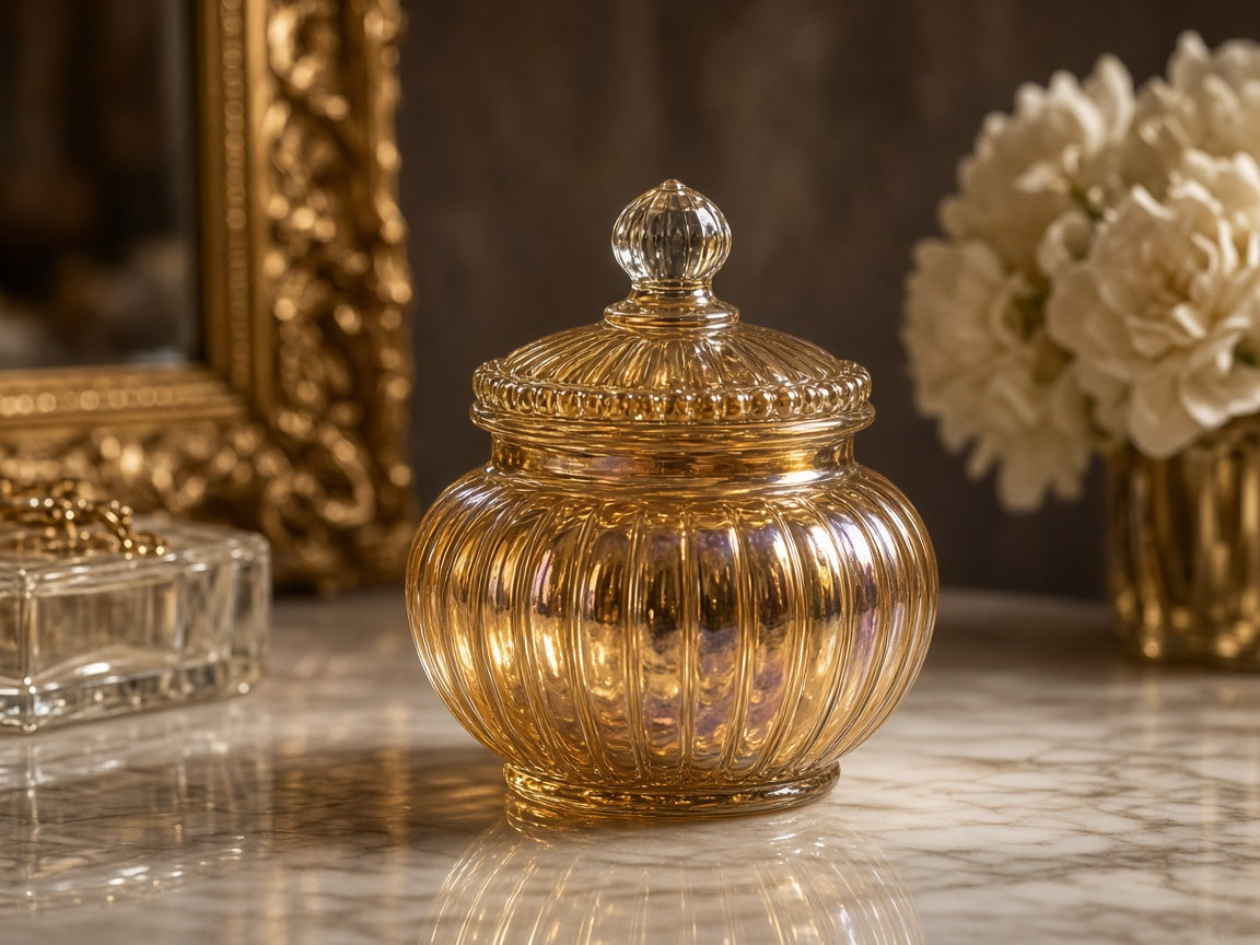 Antique-Lustre Glass Jar